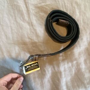 NWT DG Hill Leather and Canvas Belt Black/Brown Braided Nickle Size: Large